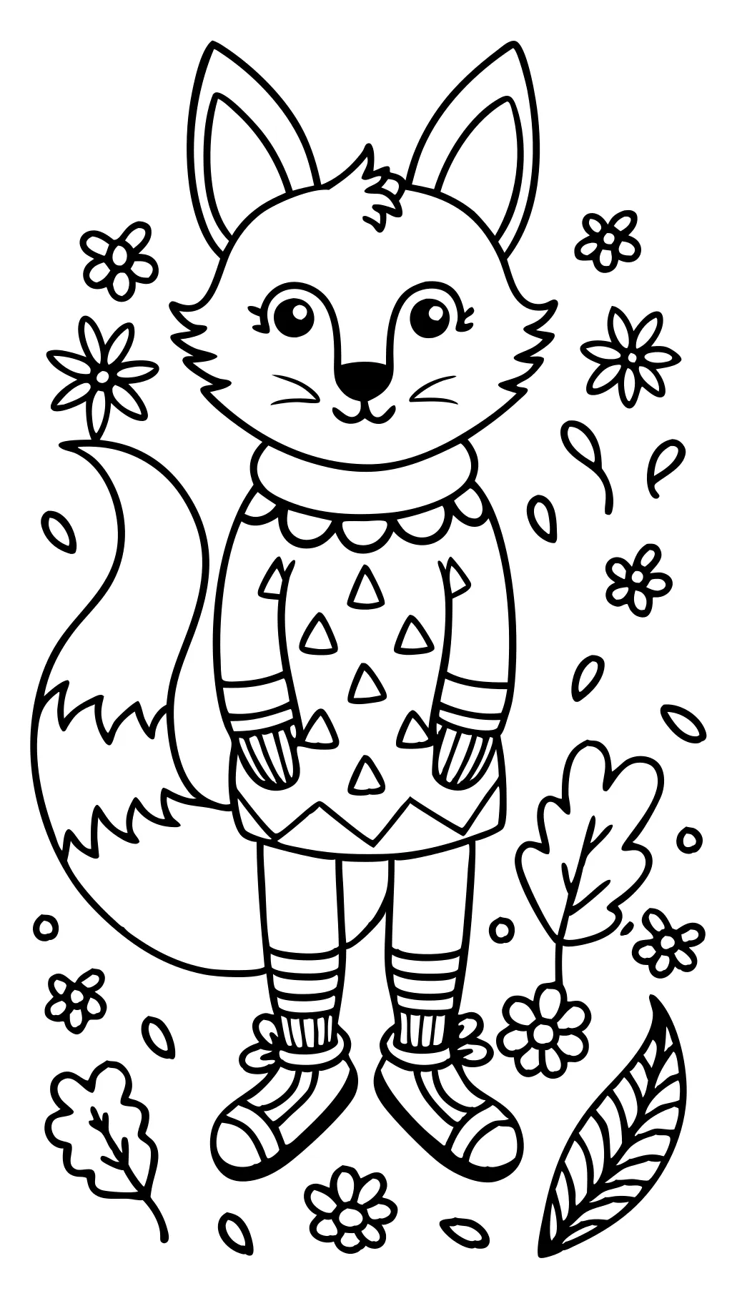 coloriage de renard en chaussettes